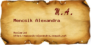 Mencsik Alexandra névjegykártya